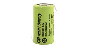 Rechargeable Battery, Ni-MH, Sub C, 1.2V, 2.8Ah